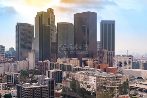 空中洛杉矶市中心摩天大楼洛杉矶加州美国图片