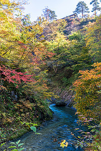 日本宫城县东北的纳鲁科峡谷山谷与铁路隧道图片