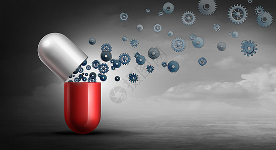 制药行业通用品牌药物营销与三维插图元素图片