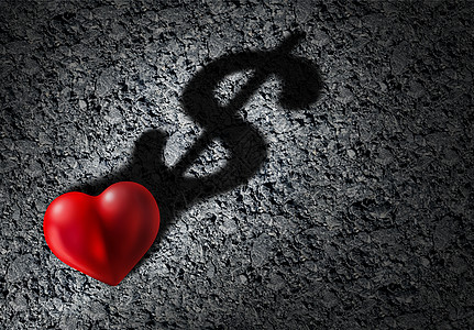 爱情金钱种浪漫的关系成本医疗保险费用个心脏符号象,投下个阴影,个娃娃形状与三维插图元素图片