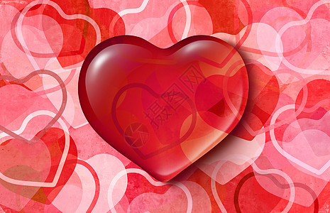 情人节的爱心个抽象的背景,个粉红色红色的,代表个浪漫的假日模式与3D插图元素背景图片
