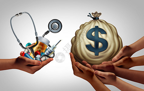 医疗保健成本社会医学保险预算病人服务收费的符号与三维插图元素图片