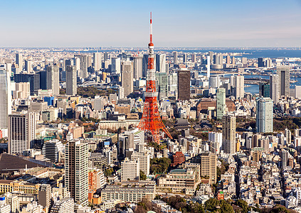 东京塔与天际线东京日本图片