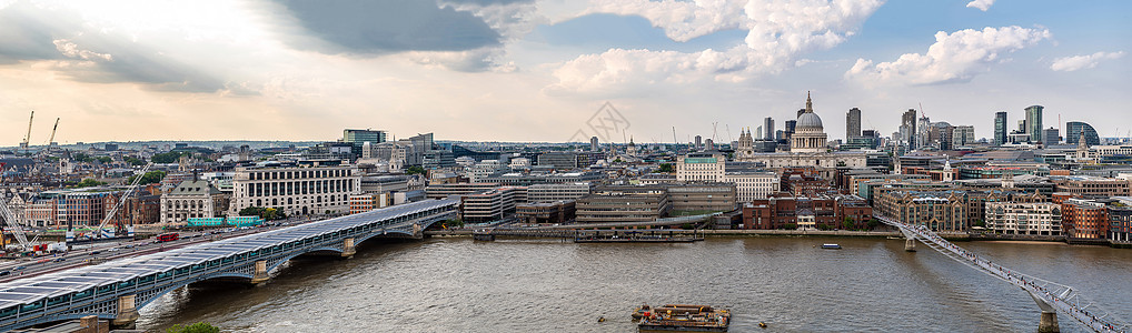 伦敦保罗大教堂与伦敦千禧桥英国伦敦的全景鸟瞰图片