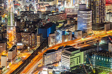 日本横滨市鸟瞰路灯照明横滨日本人口大城市图片