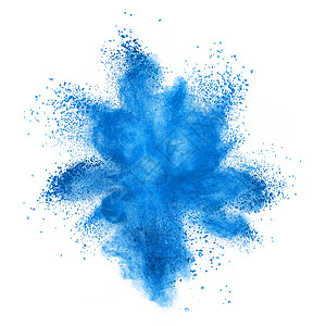 蓝色粉末爆炸隔离白色背景上图片