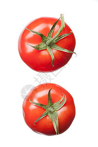 两个红色西红柿分离白色,顶部的视图图片