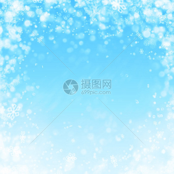 蓝色的冬天背景雪雪花图片