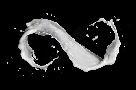 牛奶溅黑色上的无限符号背景图片