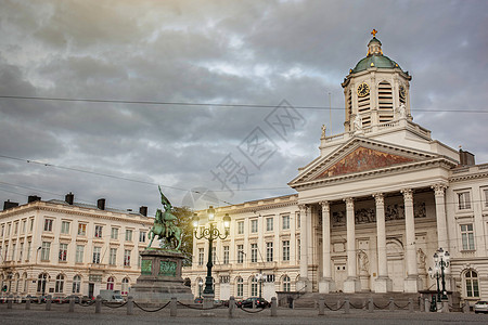 广场雕塑布鲁塞尔,比利时雅克教堂CoudenbergGodefroidvanBouillon国王杰西纪念背景