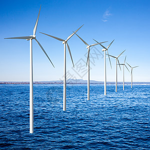 海上的风力发电机涡轮机图片