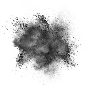 黑色粉末爆炸隔离白色背景上图片