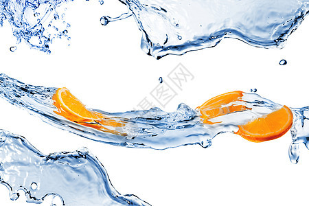 淡水飞溅橙色切片分离白色图片