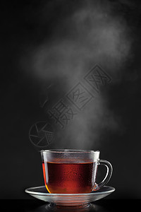 杯加热茶蒸汽黑色图片