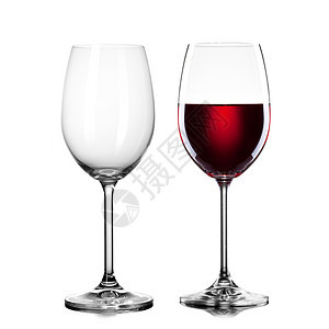 空的满杯的葡萄酒隔离白色图片