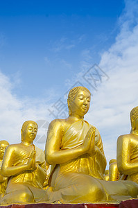 MakhaBucha,佛陀与1250门徒雕像,纳康纳约克,泰国图片