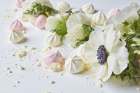 情人节女日美丽的白色花朵代表白色背景上的白色花丛任何明信片的装饰白色背景上的白色花朵图片
