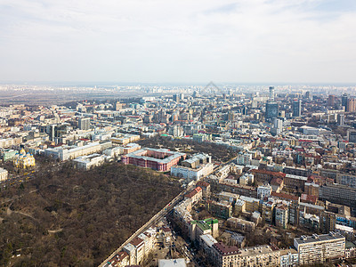 基辅,乌克兰20184月7日美丽的城市景观塔拉斯舍甫琴科大学,弗拉迪米尔教堂植物园春天无人机摄影基辅,乌克图片