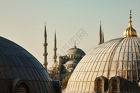 苏莱曼尼亚清真寺的圆顶上方俯瞰伊斯坦布尔,土耳其伊斯坦布尔美丽的苏莱曼清真寺图片