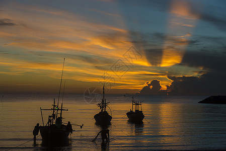 日出渔船,华欣,泰国图片