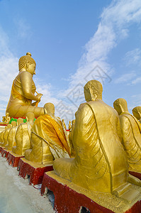 MakhaBucha,佛陀与1250门徒雕像,纳康纳约克,泰国图片