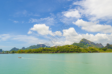 清澈的水蓝天泰国克拉比省的海滩背景图片