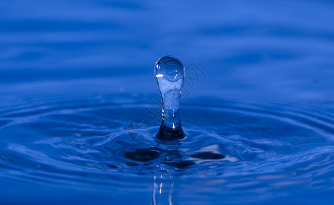 水溅的特写蓝色的水滴图片