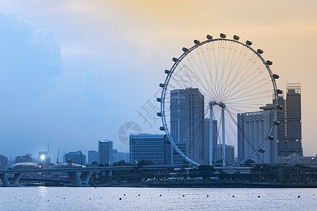 新加坡日落城市天际线商业区图片