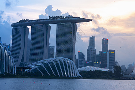 新加坡日落城市天际线商业区,图片