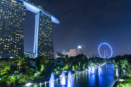黄昏的新加坡城市景观滨海湾周边新加坡商务大厦景观现代高层建筑商业区地区黄昏背景图片