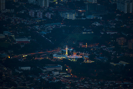 槟城岛大陆槟城概况槟城山黎明与城市灯光图片