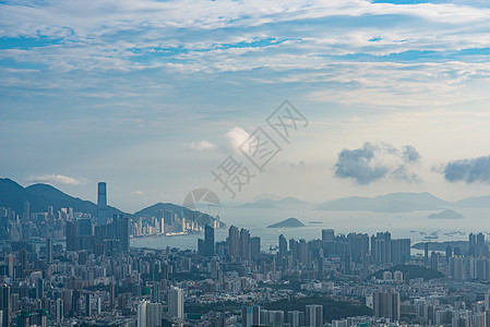 日落维多利亚港上空,维多利亚峰上观看图片