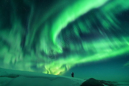 挪威洛福腾群岛北极光夜景图片