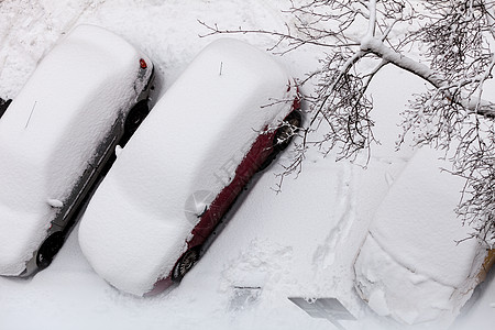 运输,冬季季节停放的汽车暴风雪后被雪覆盖冬天暴风雪后停了车图片