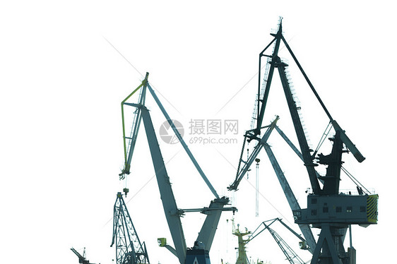 商业商业港口货物集装箱堆场的重型码头重机工业场景图片