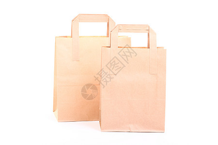 购物棕色回收礼品袋隔离白色背景图片