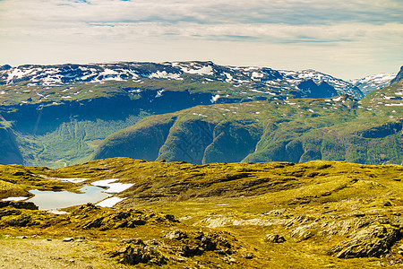 挪威极光拉尔达尔的山区夏天的风景旅游景区路线极光山脉景观路线奥兰兹费莱特挪威图片