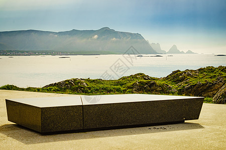 克莱沃登休息停止区域北极风景海景安多亚岛上的景点维斯特勒伦挪威克莱沃登休息区安多亚挪威的海景背景图片