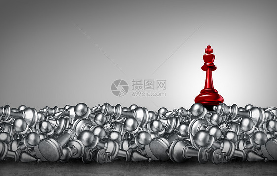国际象棋商业个领导者,已经击败了竞争个3D插图图片