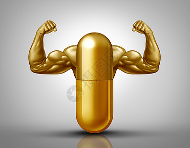 力量维生素补充剂运动营养丸种天然的健美健身营养胶囊与肌肉头肌药物内与三维插图元素图片