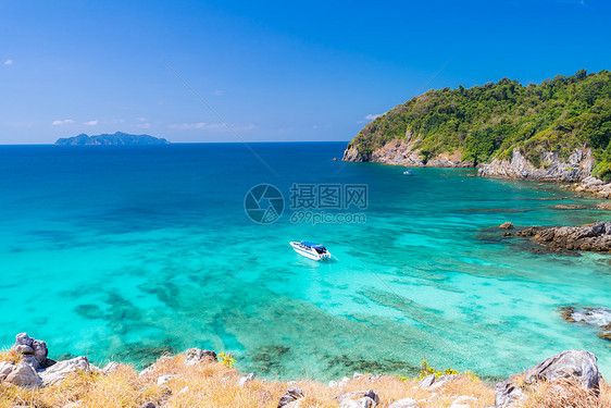 热带白沙滩浮潜点科克本岛安达曼海印度洋,缅甸泰国图片