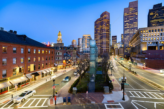 波士顿市中心的城市景观与天际线建设日落波士顿市,马里兰州,美国图片