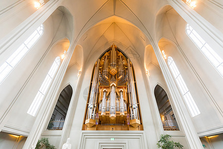 冰岛Hallgrimskirkja大教堂美丽的内部图片