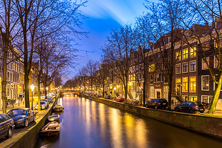 阿姆斯特丹运河西侧日落荷兰图片