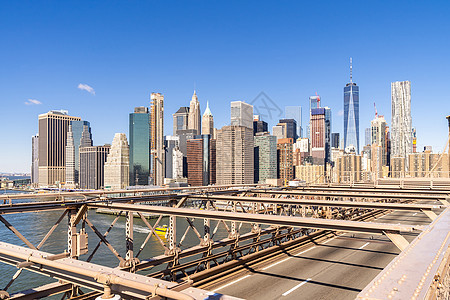 空中曼哈顿下摩天大楼建筑布鲁克林桥纽约市,纽约州,美国图片