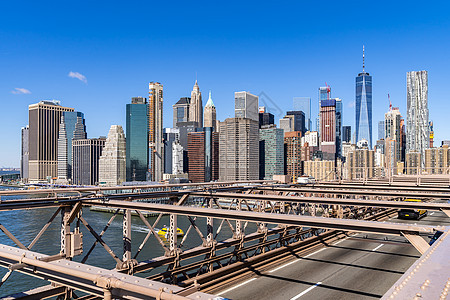 空中曼哈顿下摩天大楼建筑布鲁克林桥纽约市,纽约州,美国图片