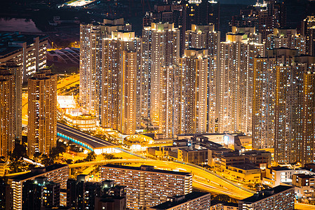 香港城市景观夜间与建筑层图片