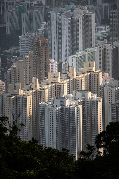 香港的摩天大楼层层叠叠