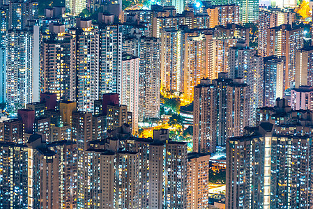 香港城市景观夜间,天空刮板建筑图片