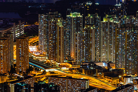 香港城市景观夜间,天空刮板建筑图片